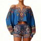 Women's casual loose-fitting home wear ethnic retro design suit