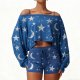 Women's casual loose-fitting home wear set with detachable star and moon design