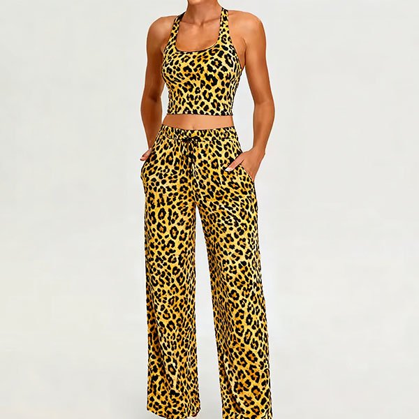 Women's Casual Leopard Print Two-Piece Set