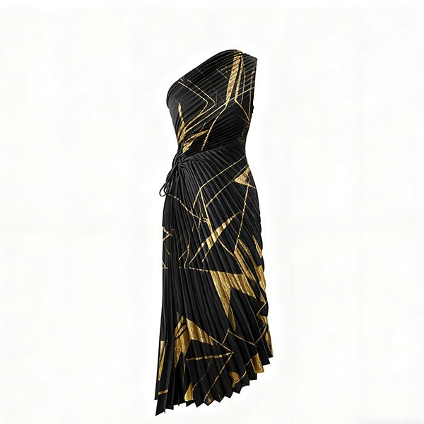 Women's Retro Art Gold Line Dress